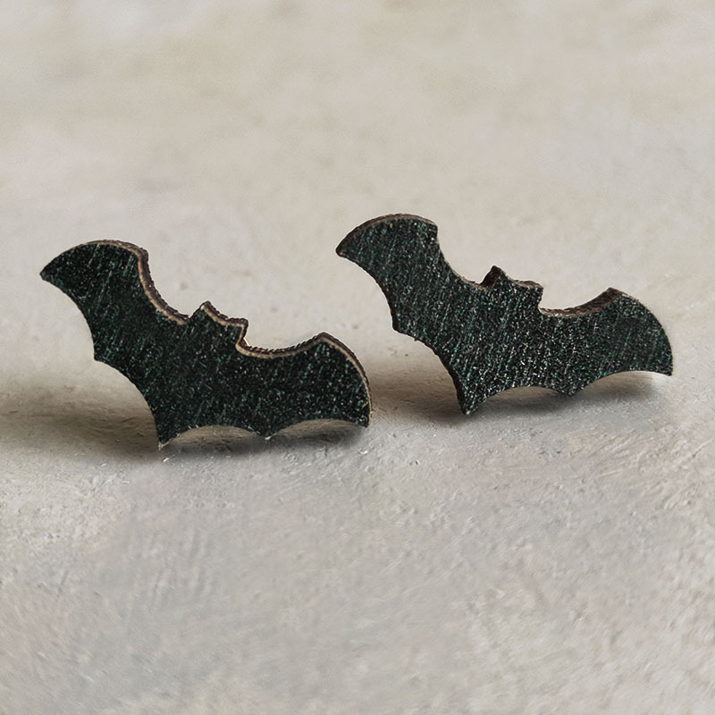 Tiny Bat  Wooden Earrings