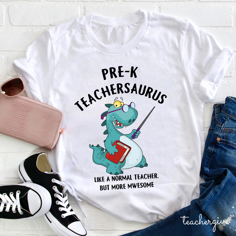 Personalized Grade Awesome Teachersaurus Teacher T-Shirt