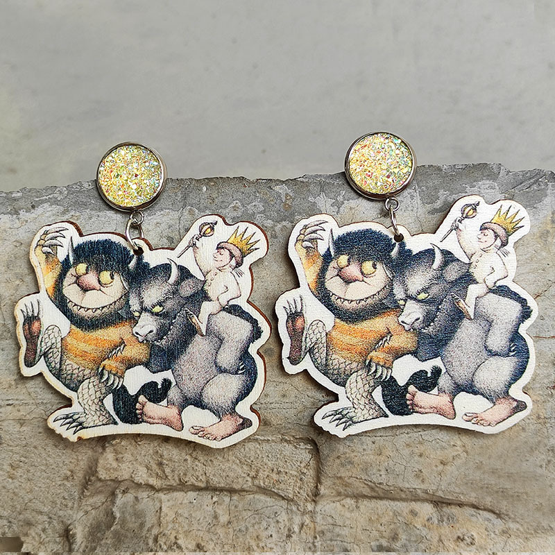 Beast And Bull Wooden Earrings