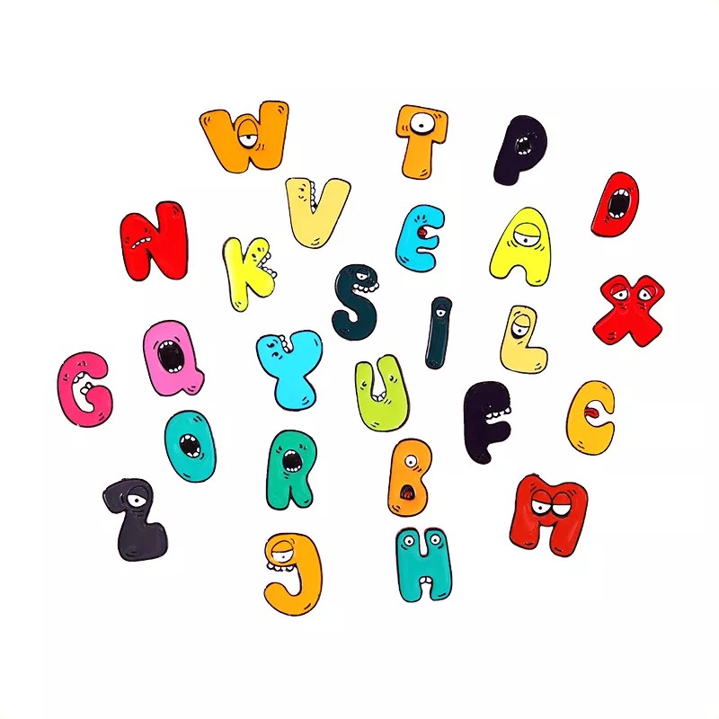 Cartoon 26 English letters Pin Set