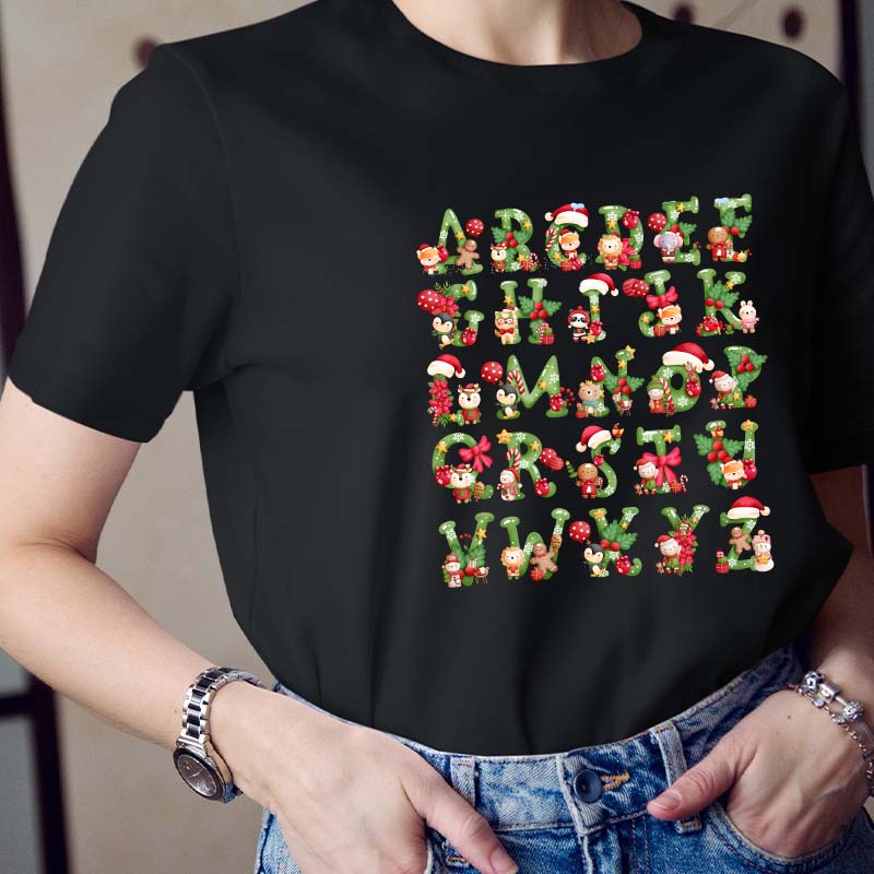 Christmas Animals Alphabet Teacher T-Shirt