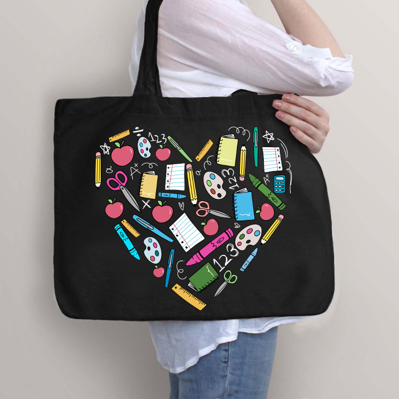 Teacher Heart Zip Tote Bag