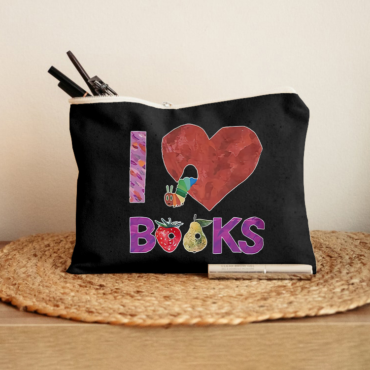 I Love Books Makeup Bag