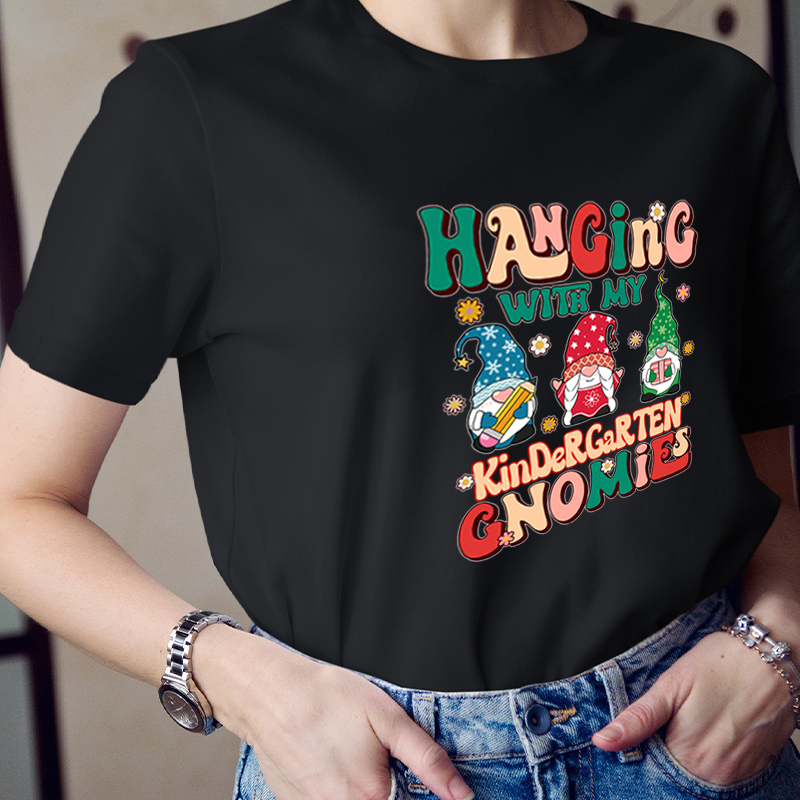 Personalized Grade Hanging With My Kindergarten Gnomies Teacher T-Shirt