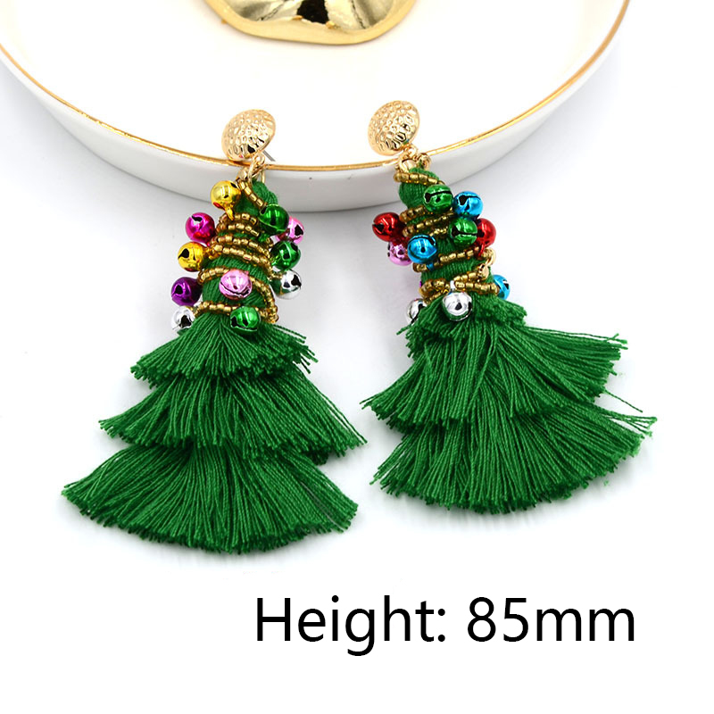 Hand-made Christmas Tree Teacher Beaded Earrings