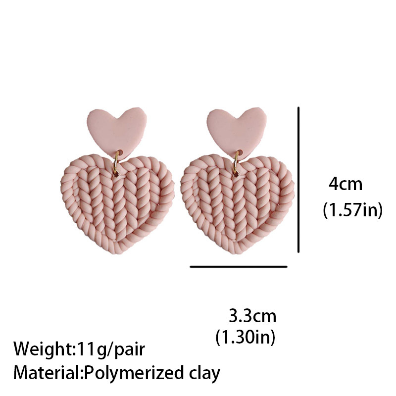 Multicolor Heart Clay Earrings