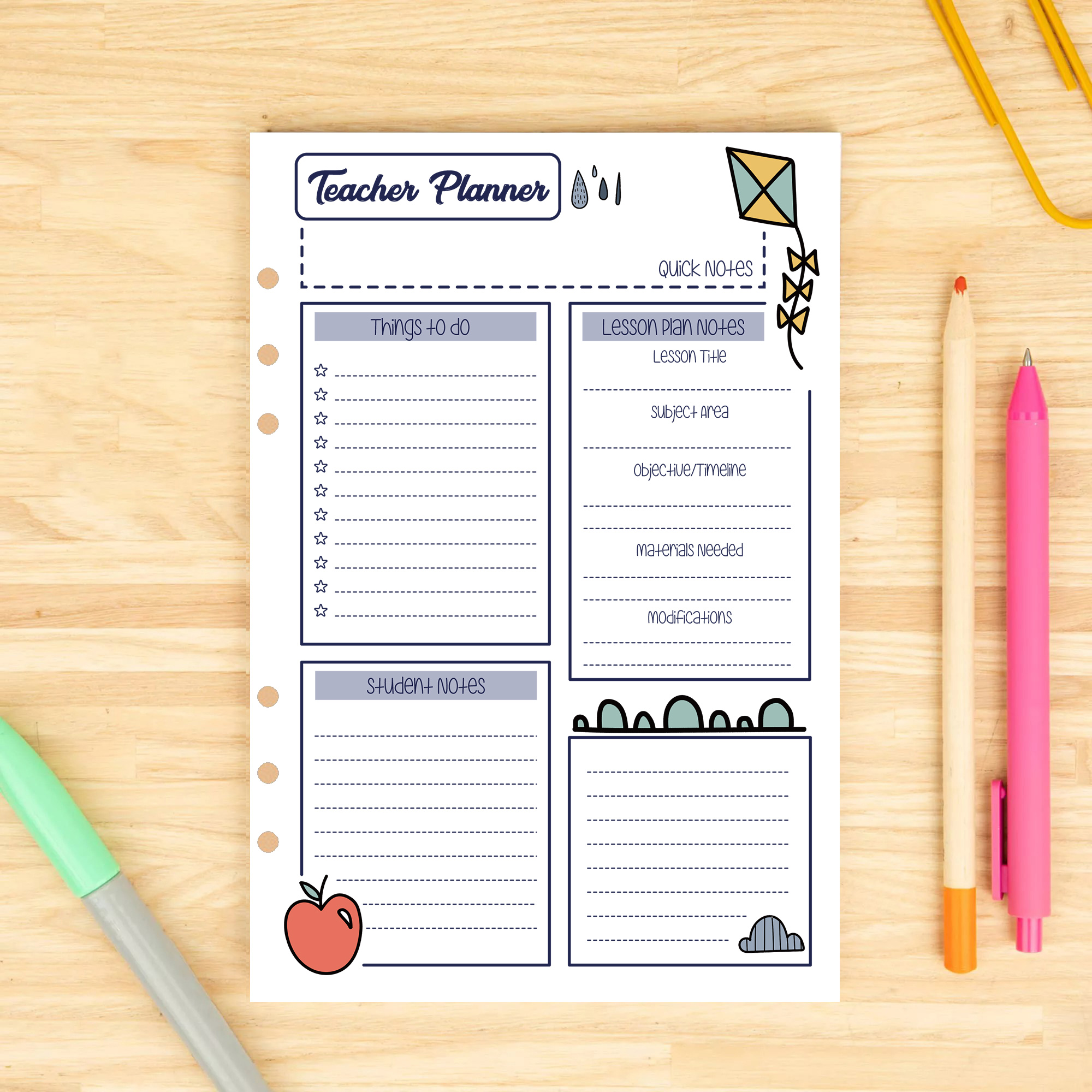 Exquisite Teacher Quick Notes Planner