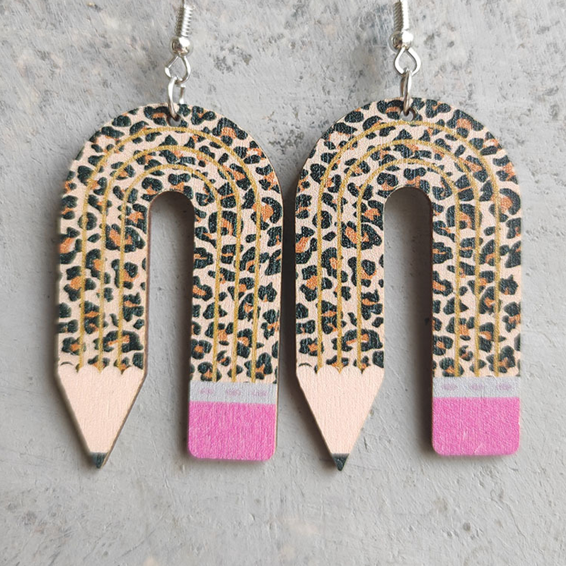 Leopard Print Pencil Earrings