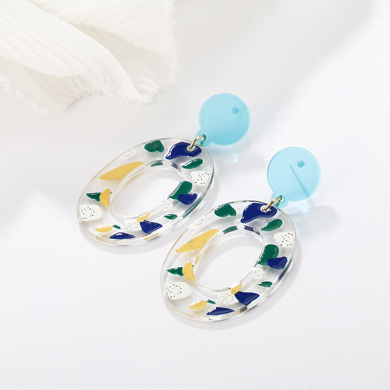 Multicolor Floral Geometric Acrylic  Earrings