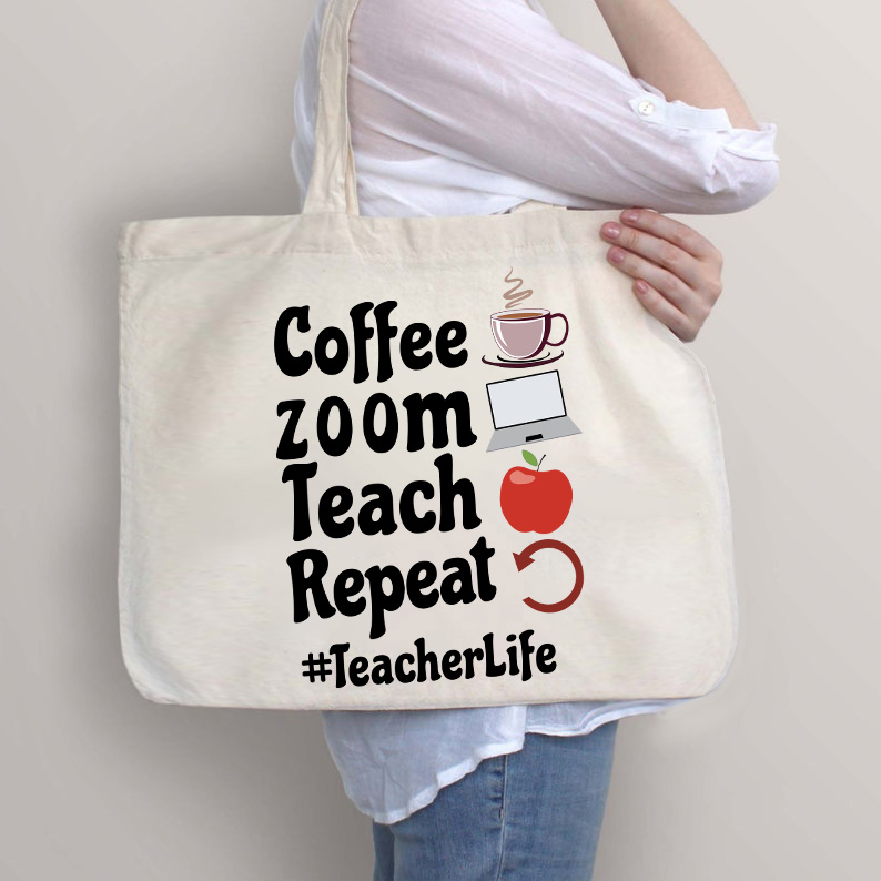 Kaffee Zoomen Unterrichten Wiederholen Lehrerleben Lehrer Tragetasche mit Reißverschluss