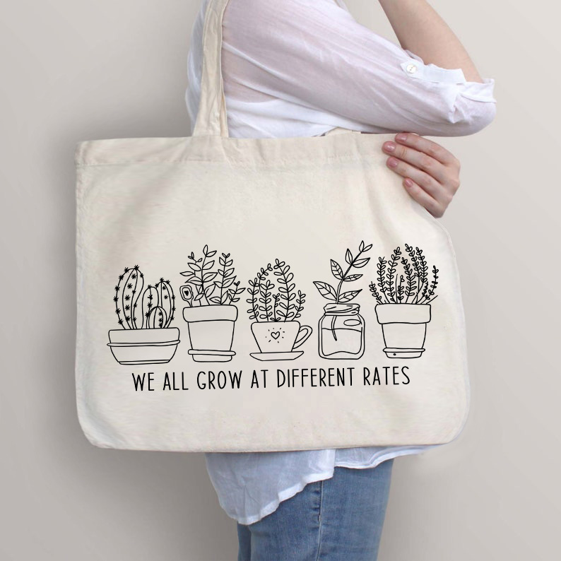 Wir alle wachsen unterschiedlich schnell Lehrer Tragetasche mit Reißverschluss