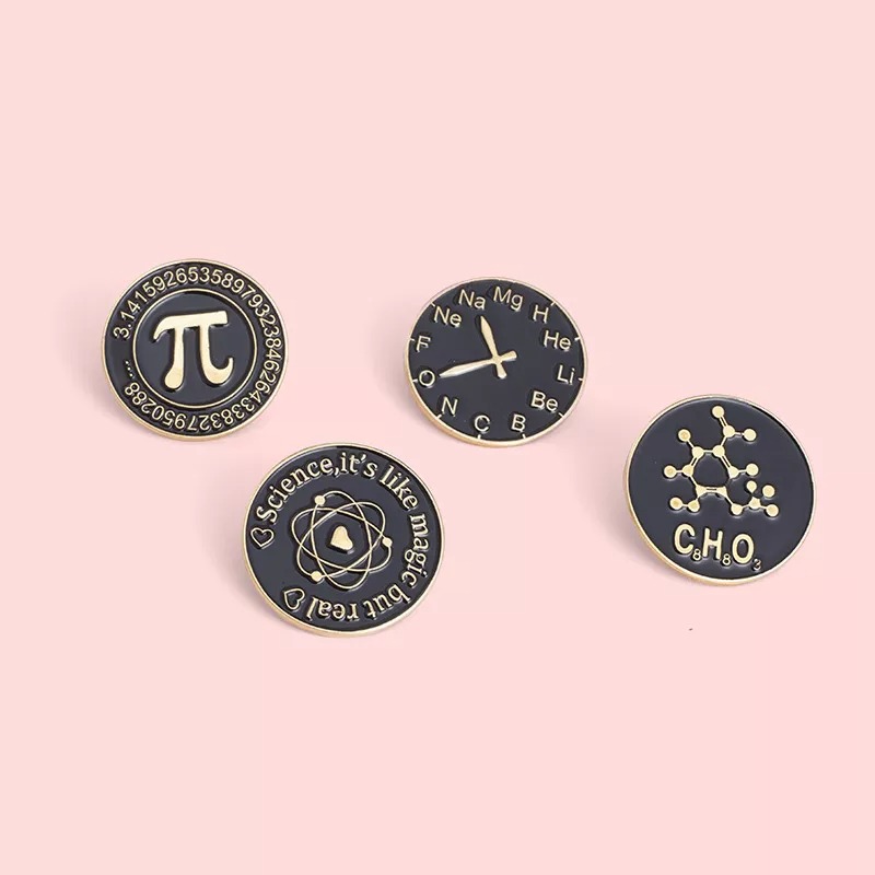 Schwarzes mathematisches chemisches Symbol Pin-Set