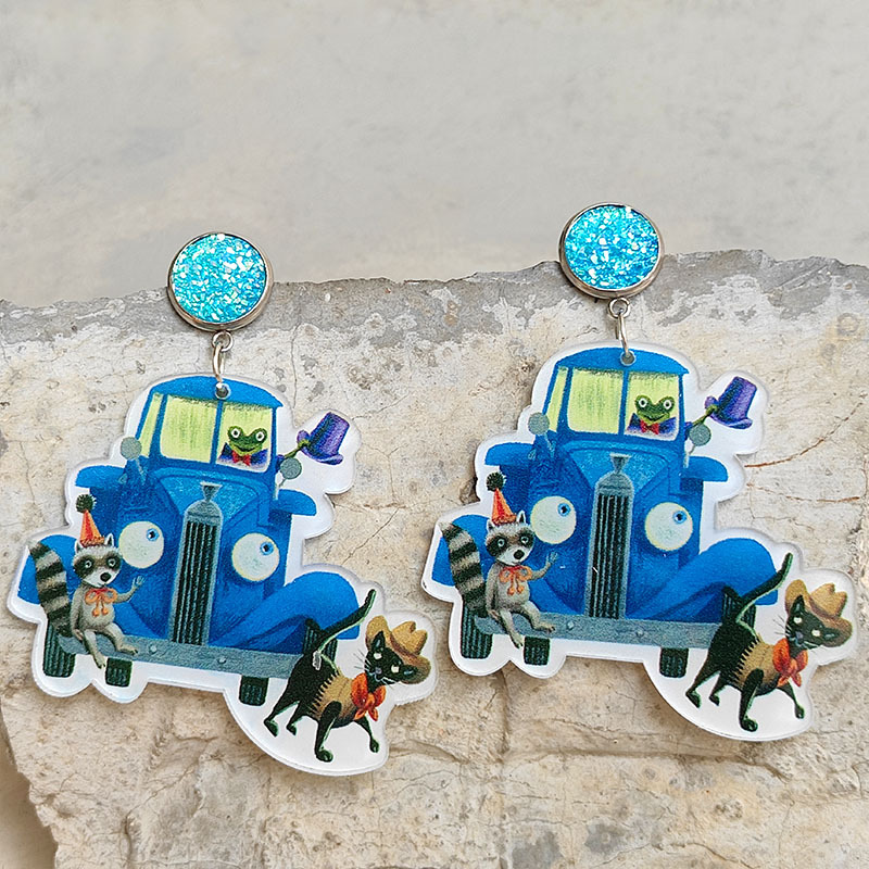 Frog Driving  Acrylic  Earrings