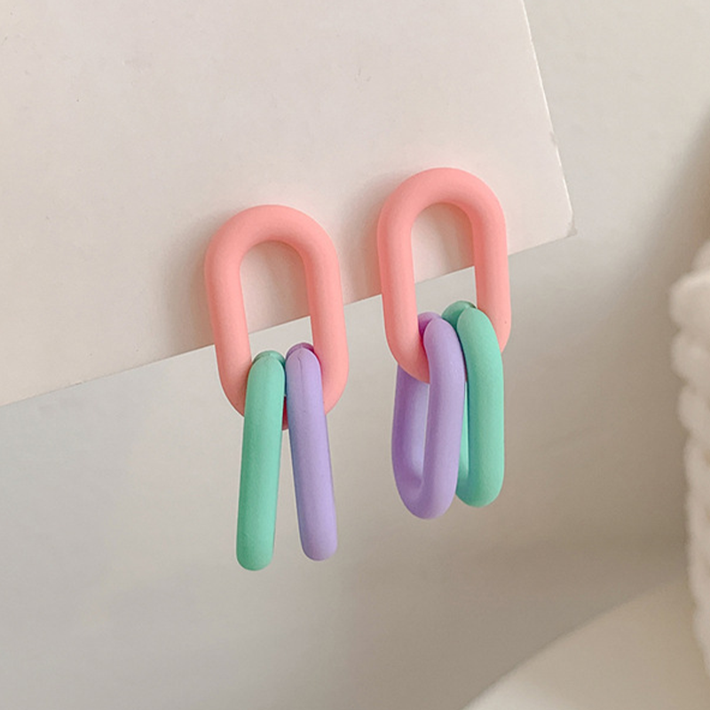 Colorful Chain Candy Colors Acrylic Earrings