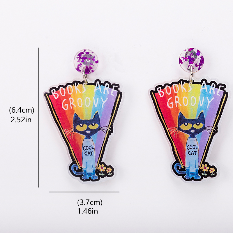 Colorful Cat Acrylic Earrings