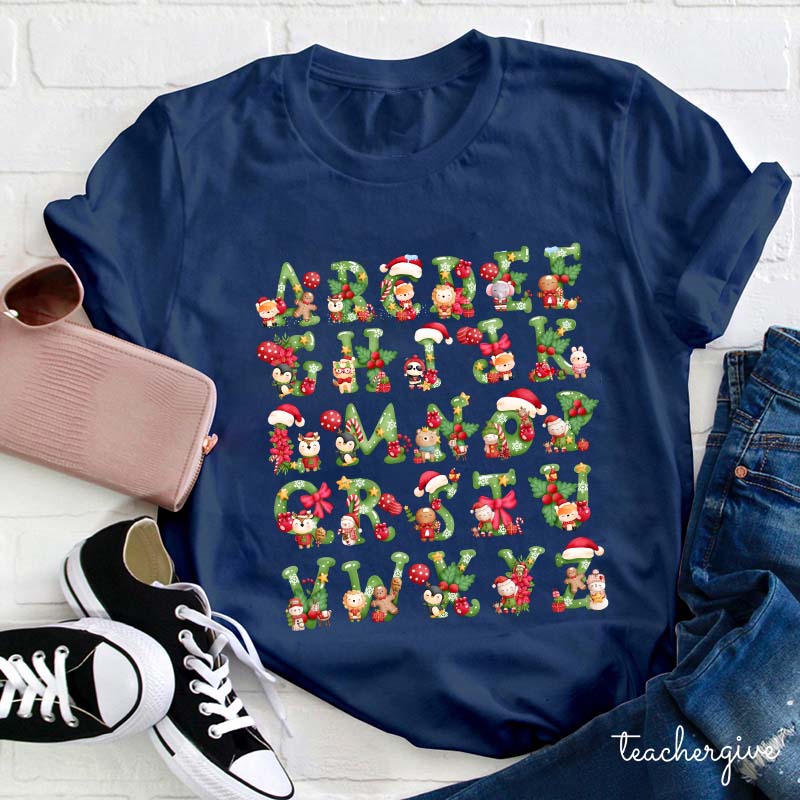 Christmas Animals Alphabet Teacher T-Shirt