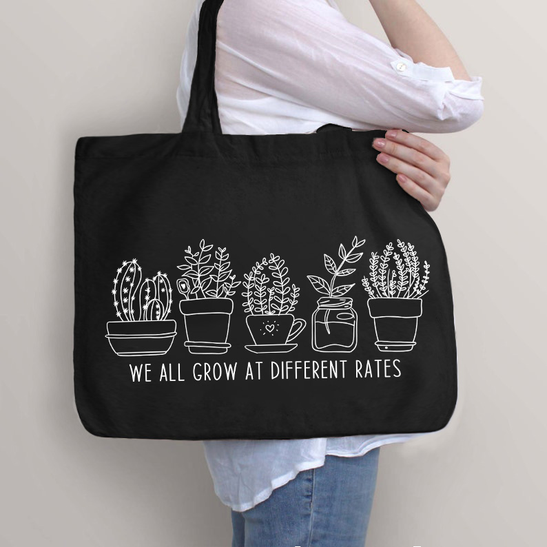 Wir alle wachsen unterschiedlich schnell Lehrer Tragetasche mit Reißverschluss