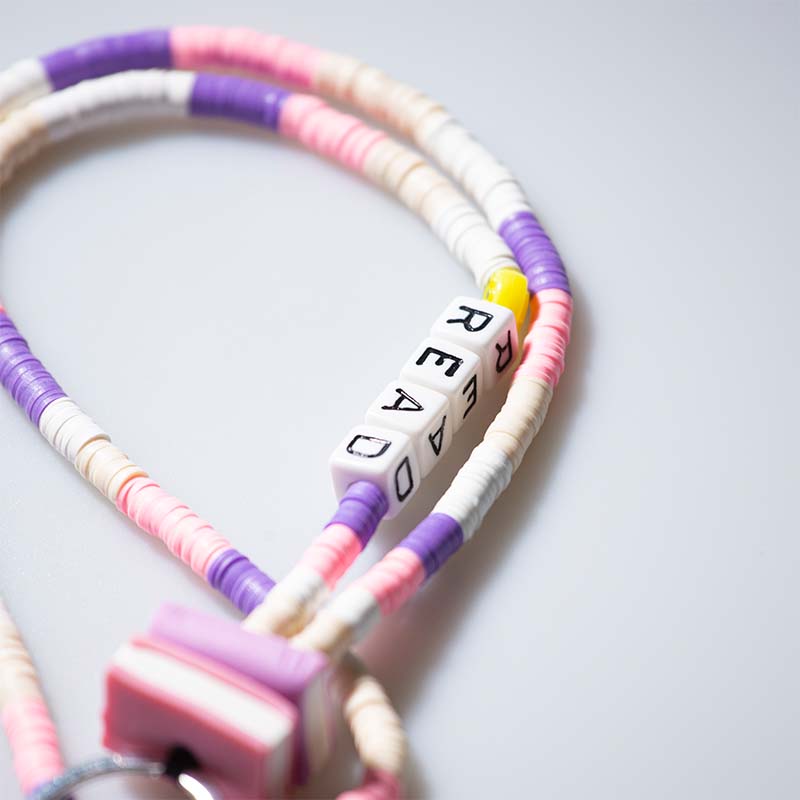 Read Letter Colorful Stripes Smile  Lanyard