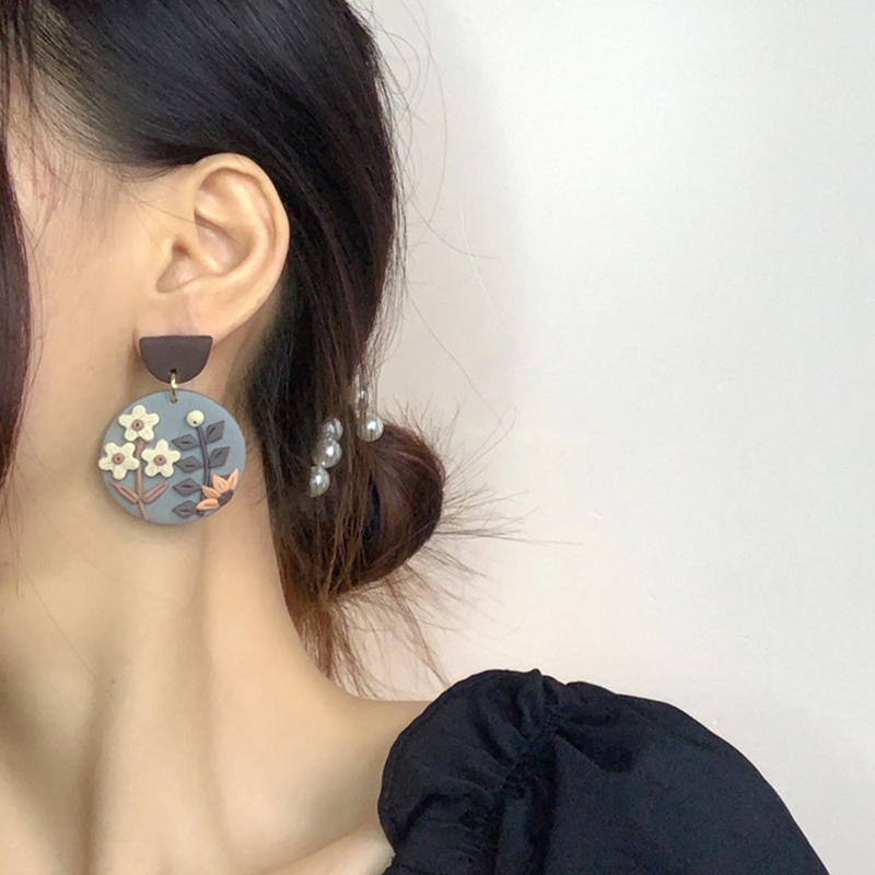 Grau Geometrisch Bunt Ton Ohrringe