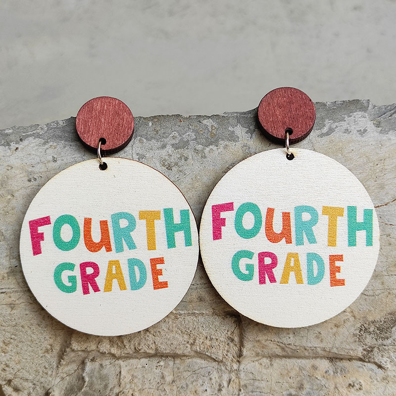 Different Grades Letter Wooden Earrings