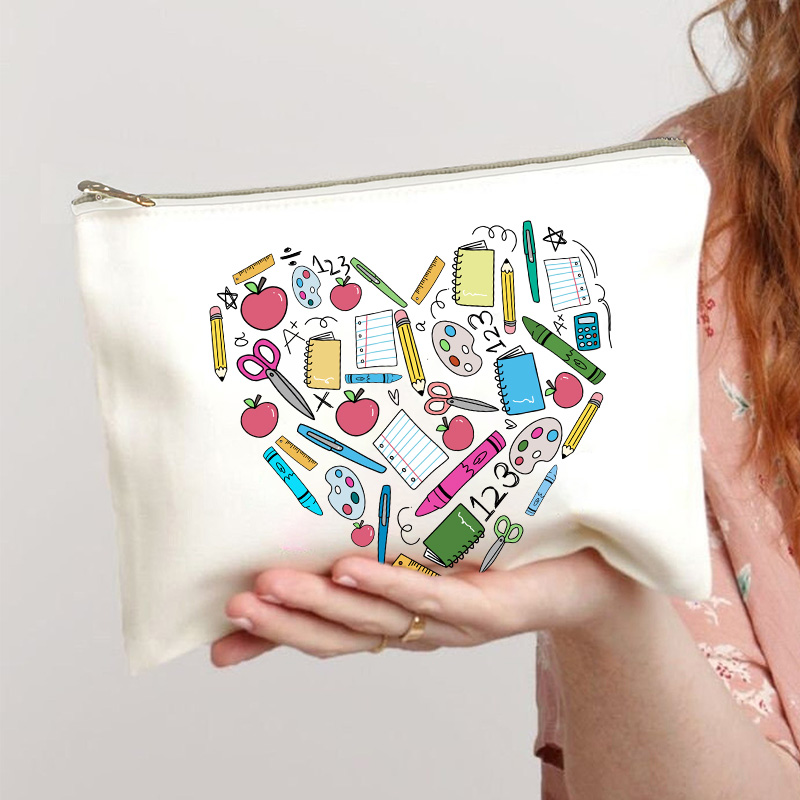 Teacher Heart Makeup Bag
