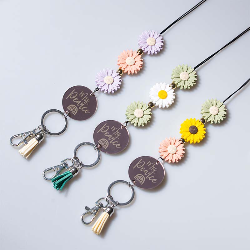 Personalized Multicolor Sunflowers  Lanyard