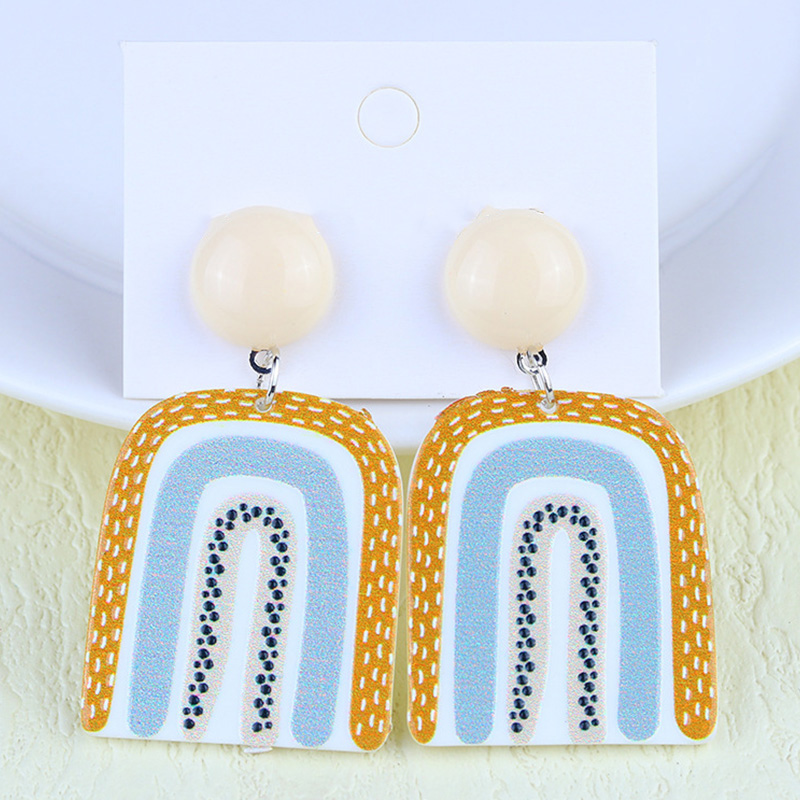 Yellow Cartoon Rainbow Clash Fashion Earrings