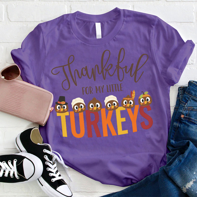 Personalized Thankful For My Little Turkeys Teacher T-Shirt