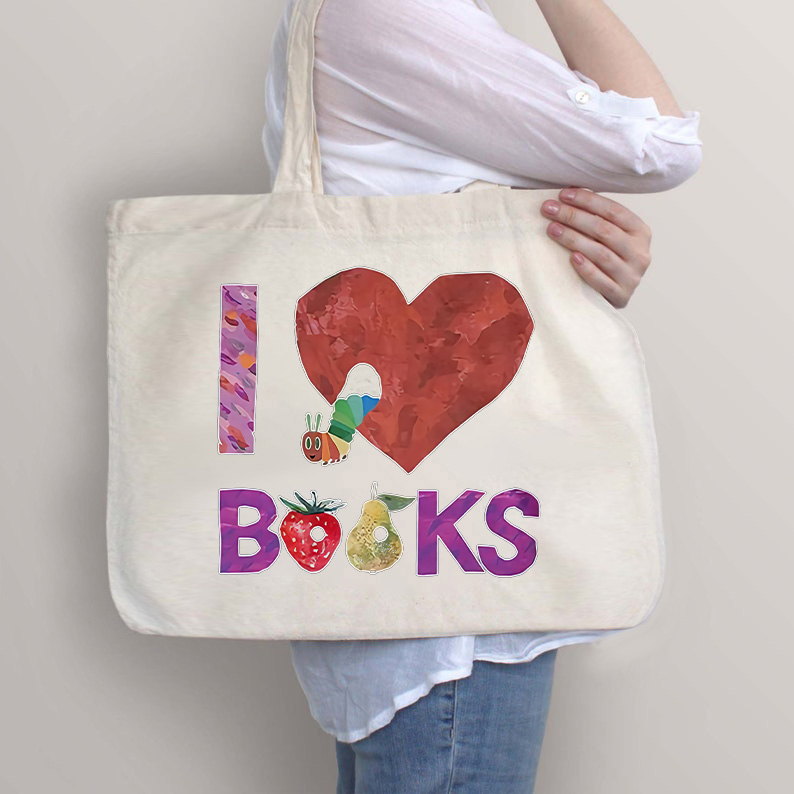 Ich liebe Bücher Lehrer Tragetasche mit Reißverschluss