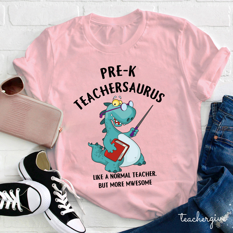 Personalized Grade Awesome Teachersaurus Teacher T-Shirt