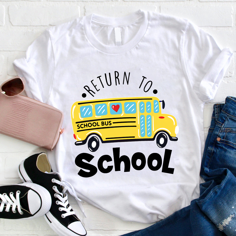 Return To School School Bus With Heart T-Shirt