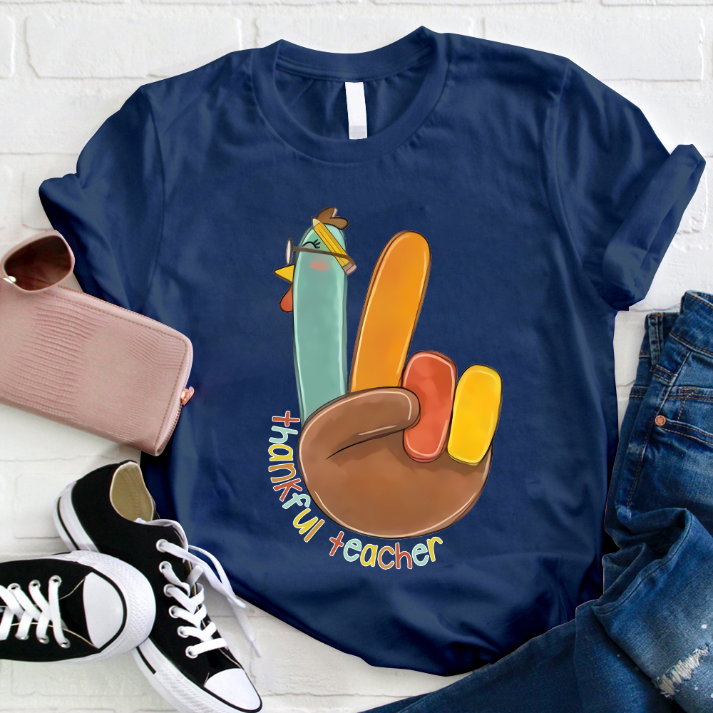 Funny Turkey Thankful Teacher T-Shirt