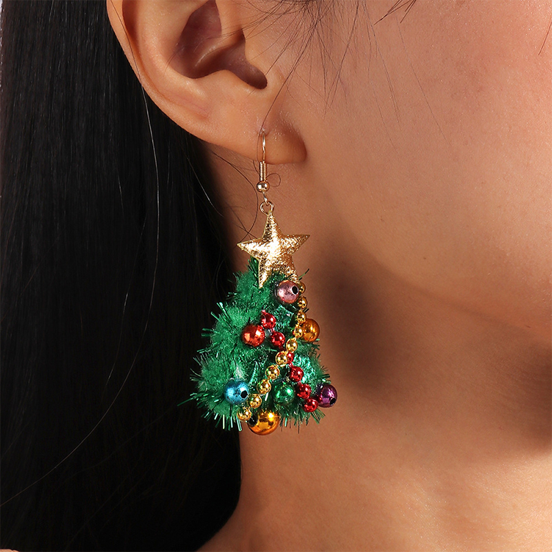 Fluffy Christmas Tree Teacher Acrylic Earrings