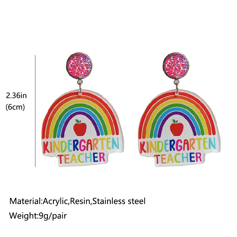 Rainbow Kindergarten Teacher  Acrylic  Earrings