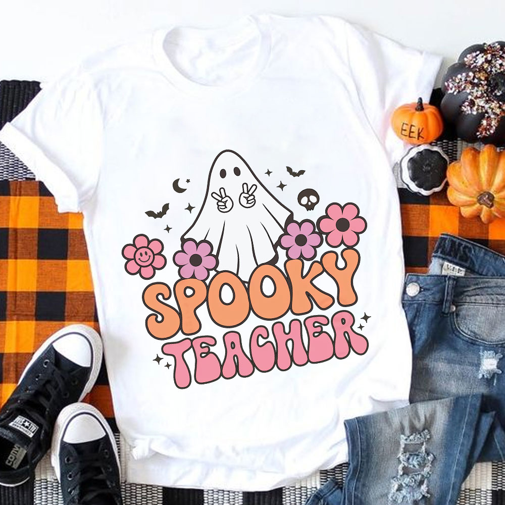 Spooky Teacher Peace Sign T-Shirt