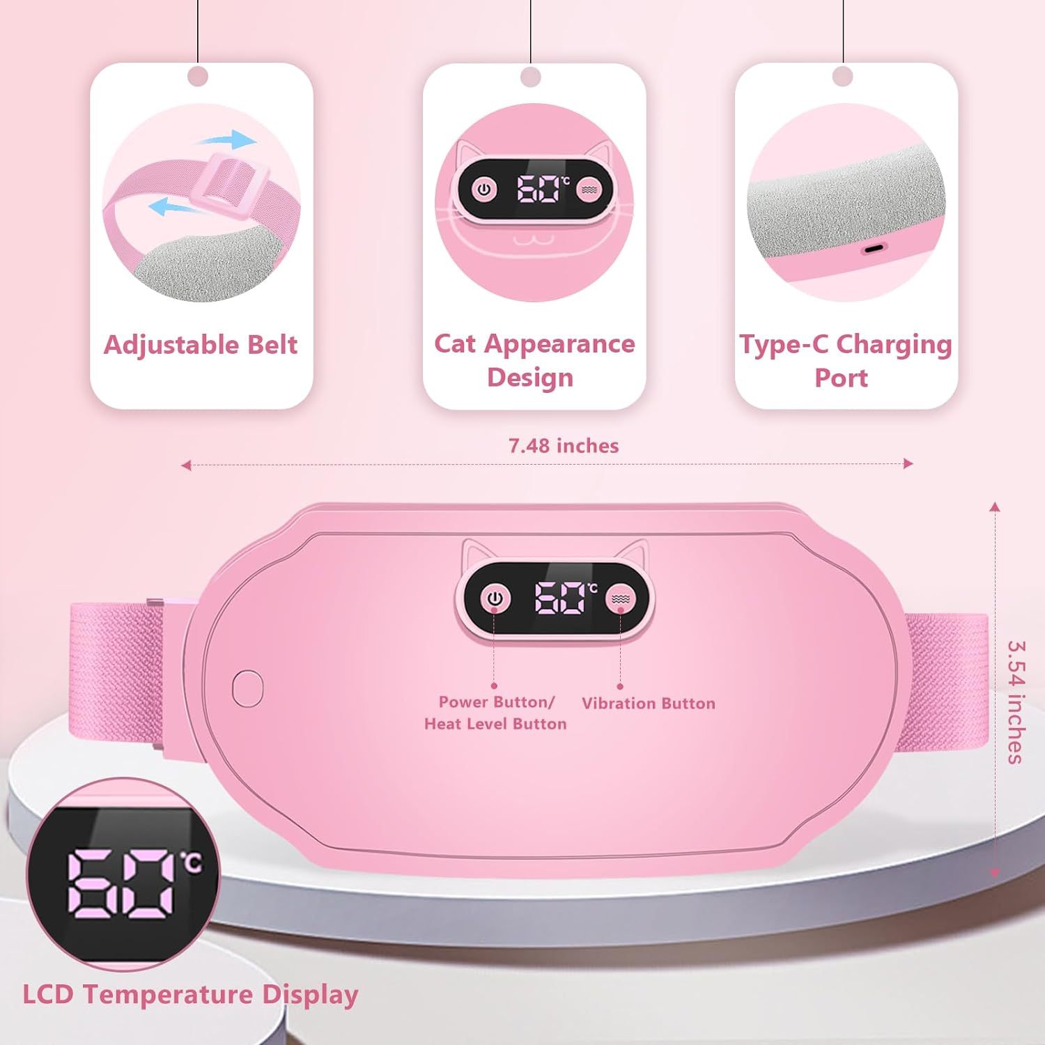  Heating Pads Period Cramps,6 Heat Levels and 6 Massage Modes