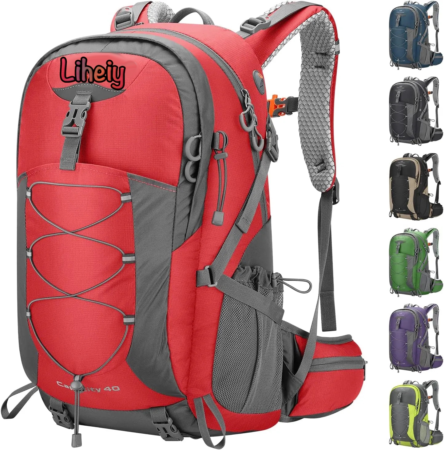 Hiking Backpack,Camping Backpack,40L Red