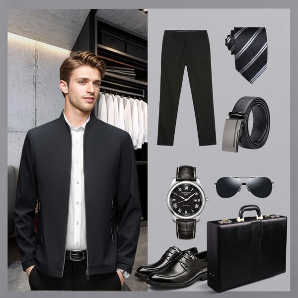 Men's Standing Collar Zipper Jacket