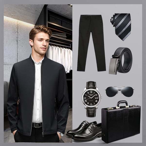 Men's Standing Collar Zipper Jacket