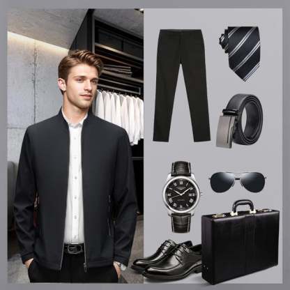 Men's Standing Collar Zipper Jacket