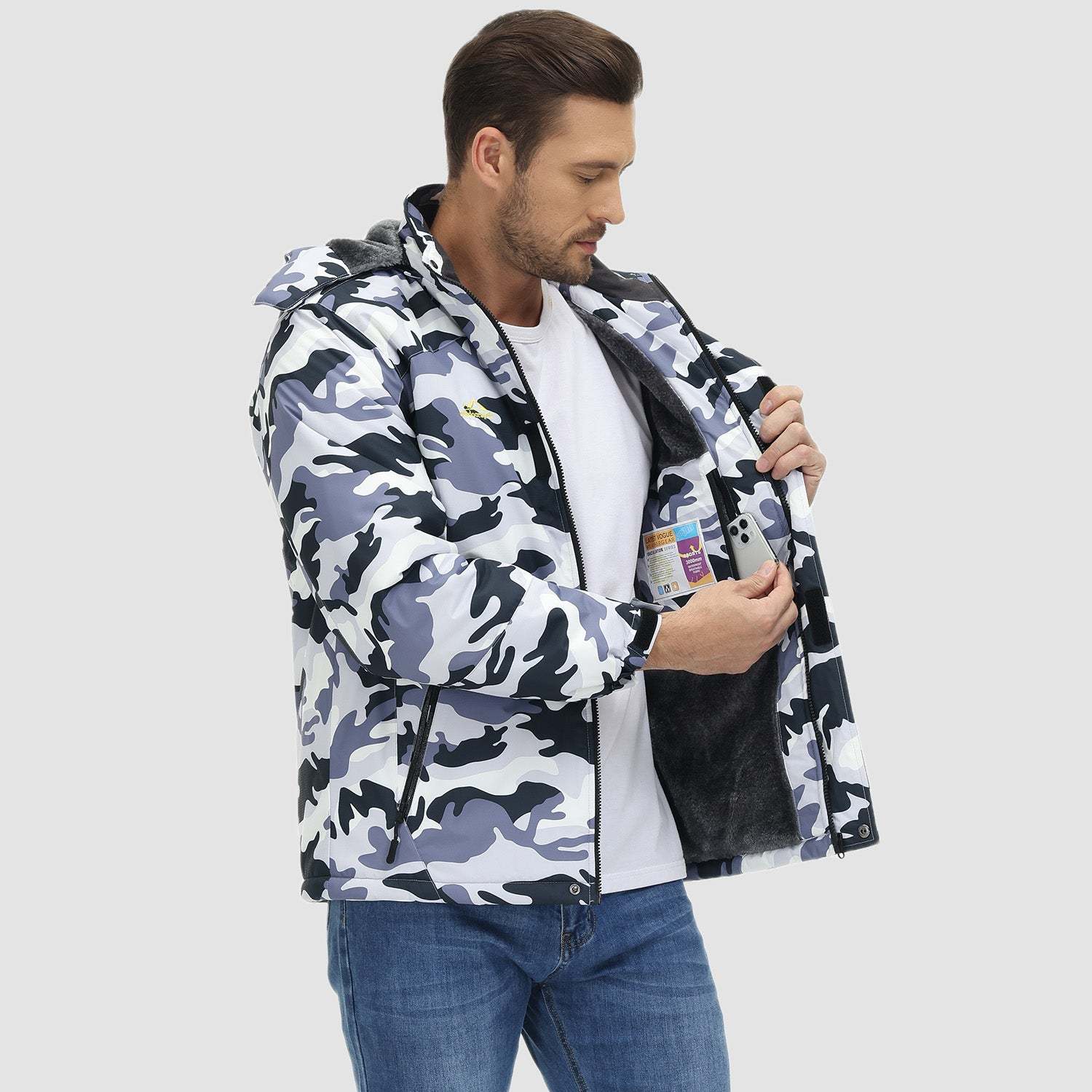 Men's Water-Repellent Winter Ski Jacket with Fleece Lining - MAGCOMSEN