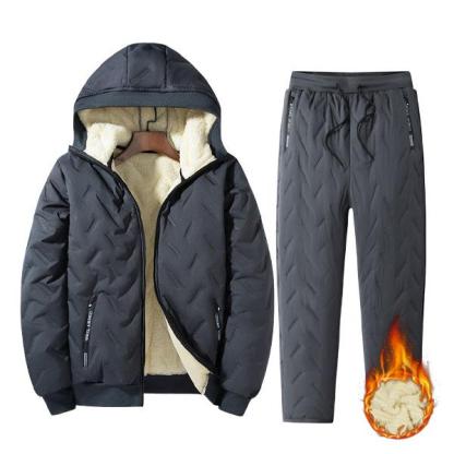 Men’s Autumn Winter Fleece Thickened Set - Multi-Pocket Design