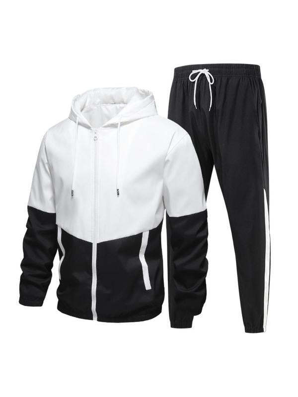 Patchwork jacket and casual sports pants two-piece set