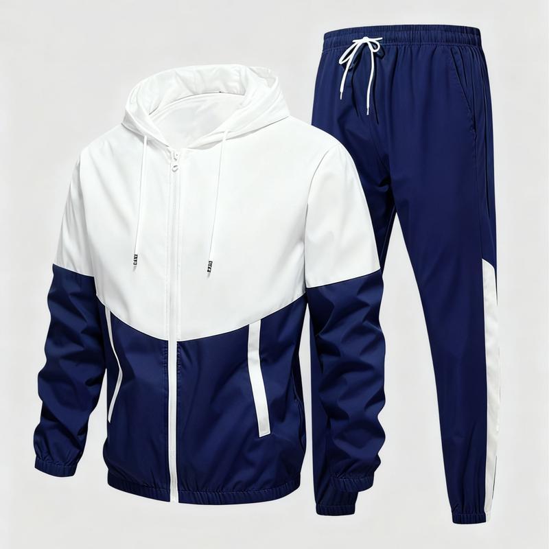 Patchwork jacket and casual sports pants two-piece set