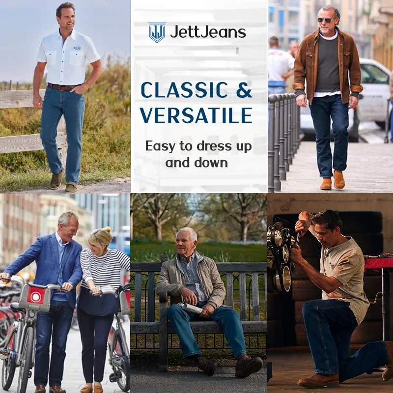 Men's High Waist Straight Fit Stretch Jeans