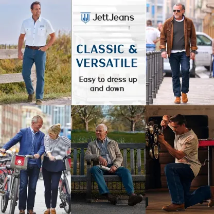 Men's High Waist Straight Fit Stretch Jeans