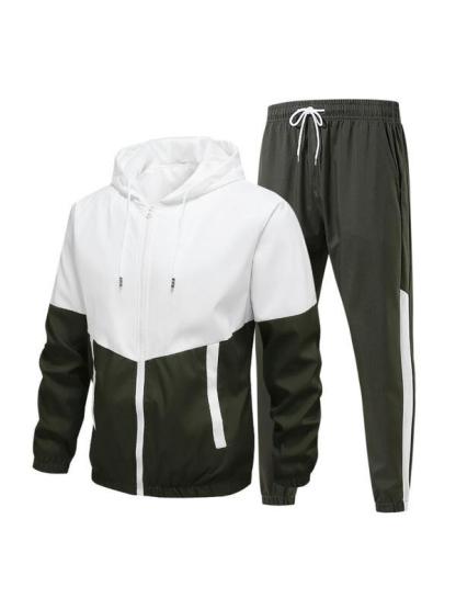 Patchwork jacket and casual sports pants two-piece set