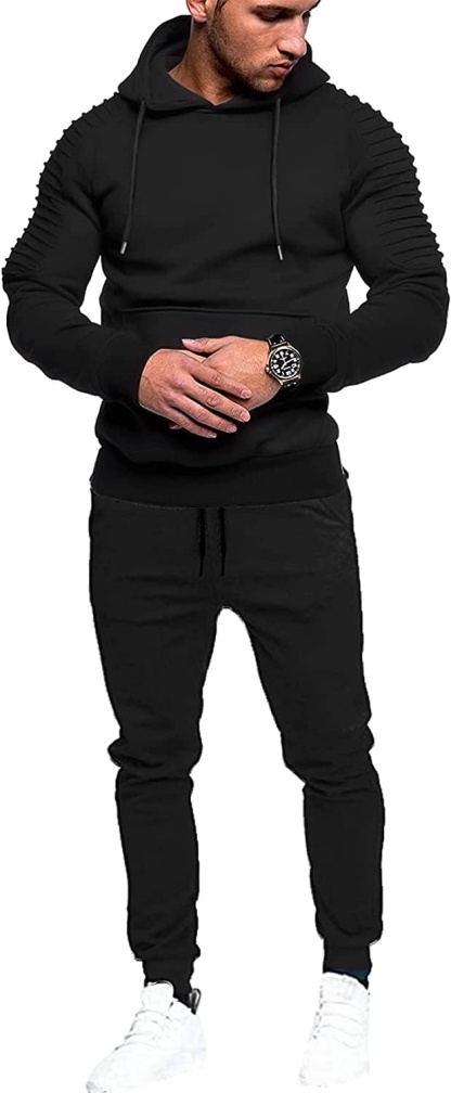 2 Piece Hoodie Jogging Athletic Suits (US Only) Sports Set Coofandy's Black S