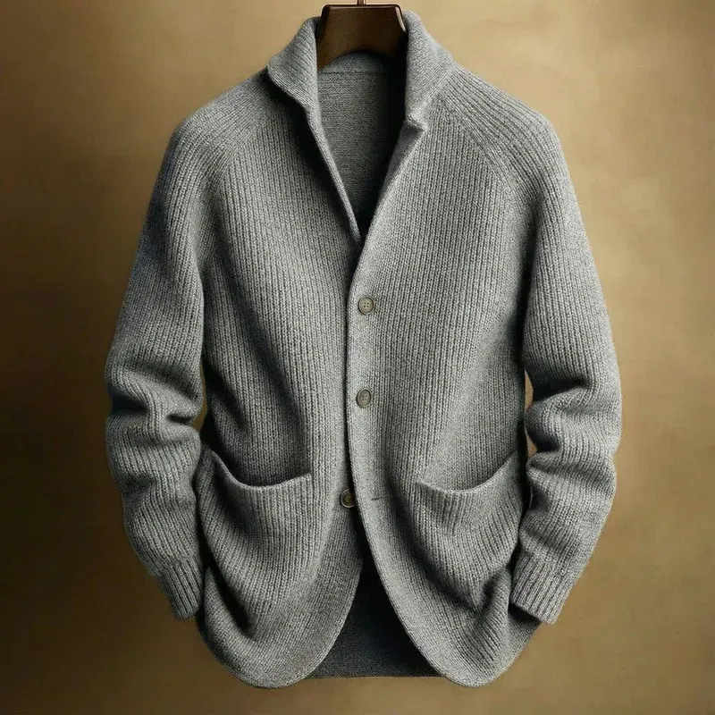 Men's Ribbed Wool Cardigan