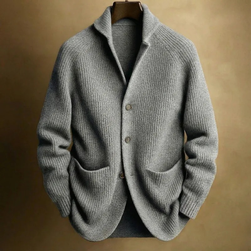 Men's Ribbed Wool Cardigan